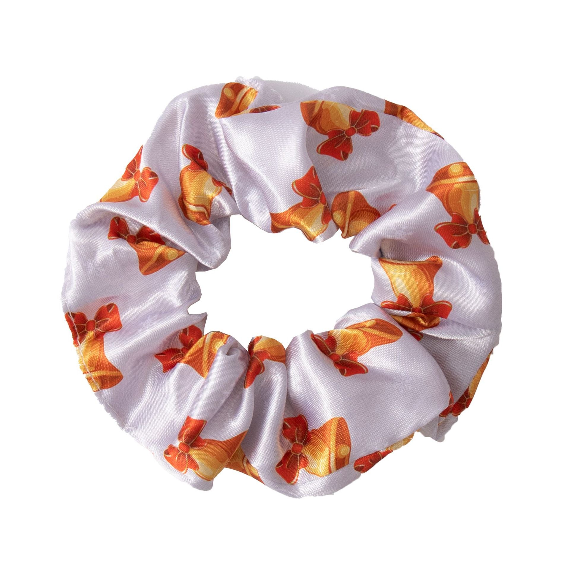 Wholesale Satin Printed Christmas Fabric Hair Tie