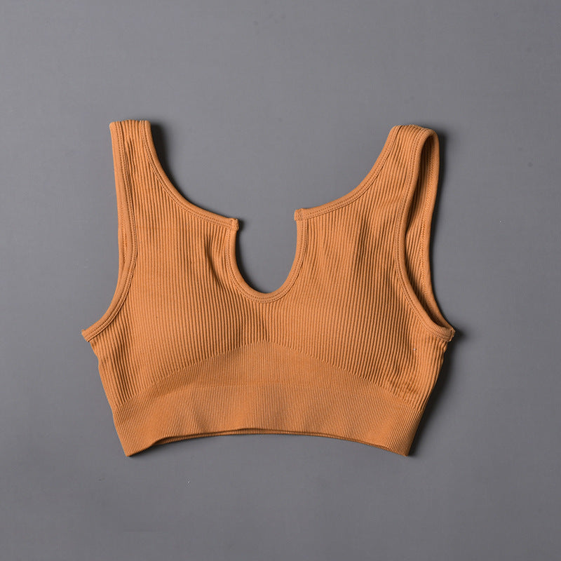 Wholesale Nylon U-neck Bra Shorts Seamless Knit Sports Yoga Suit