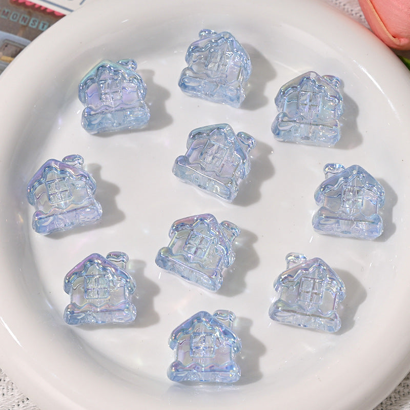 Wholesale 5pcs/pack Cartoon house straight hole beaded