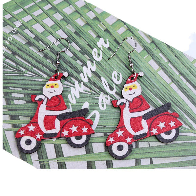 Wholesale Christmas Santa Claus Elk Snowman Wooden Earrings