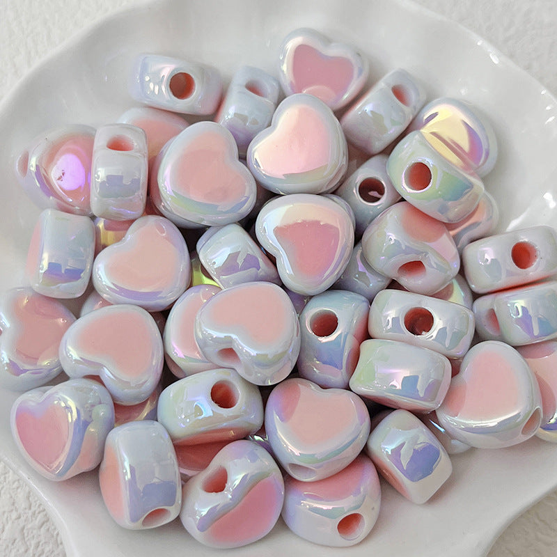Wholesale Love Beads Two-color UV Plated Loose Beads