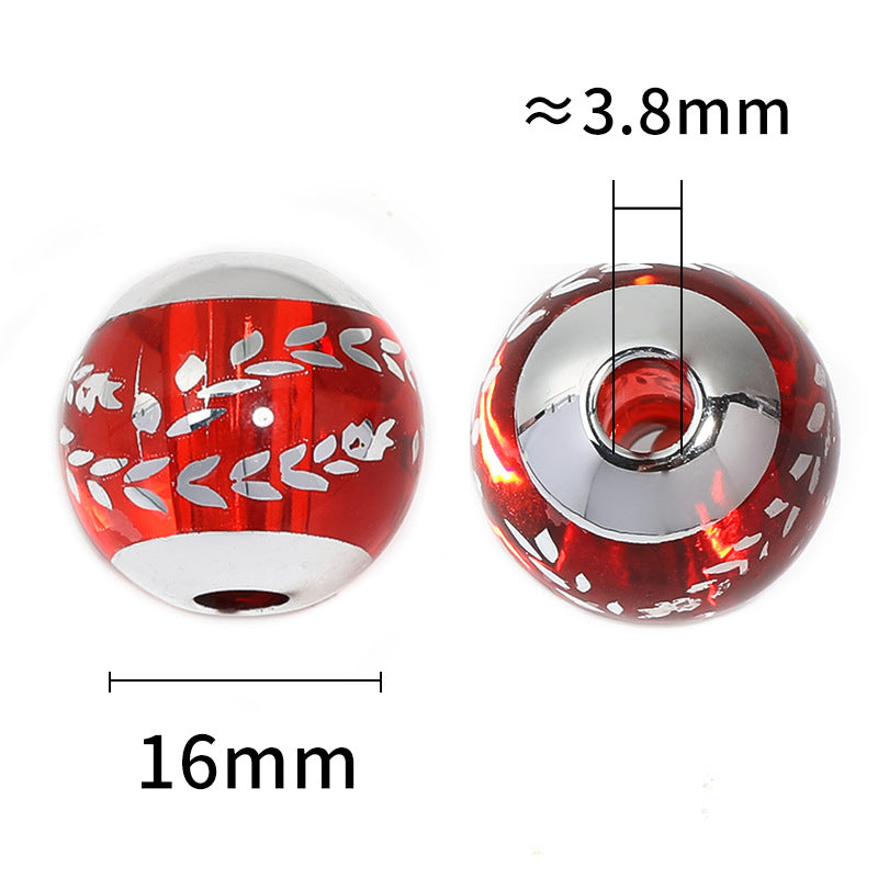 Wholesale 100pcs Diy Transparent Colorful Wheat Print Mirror Acrylic Round Beads