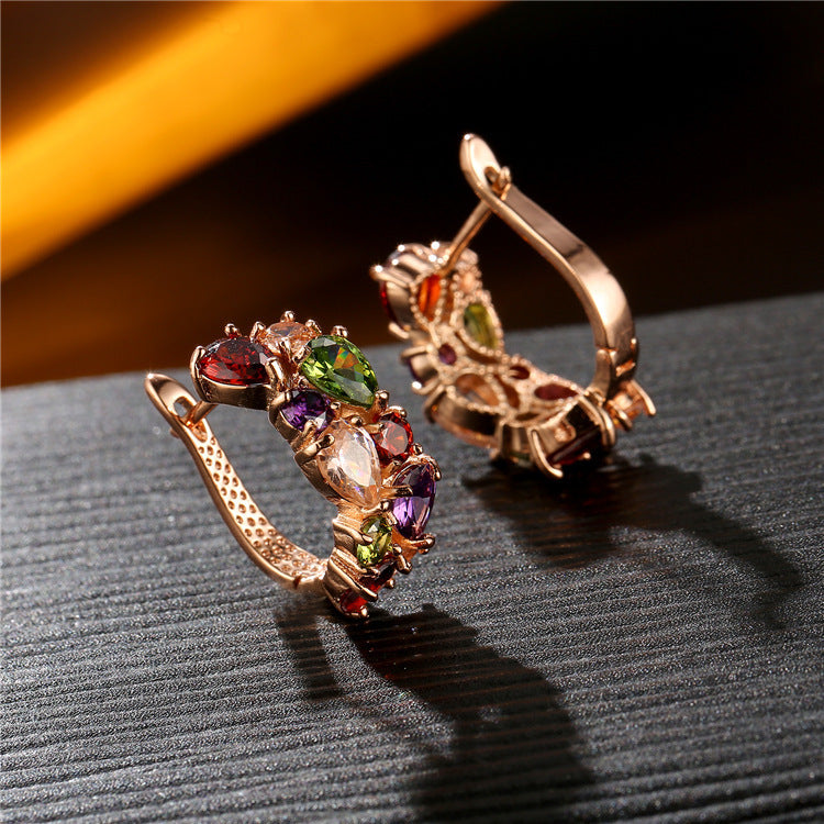 Wholesale Chic Crystal Zircon Drop Earrings For Women Summer Geometric Design Gold Electroplated Fashion Jewelry Gift