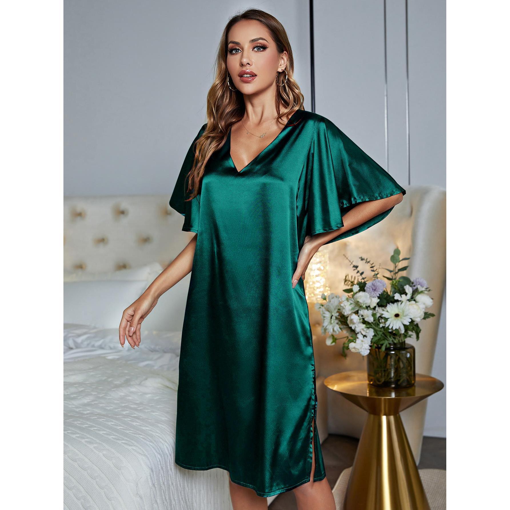 Wholesale Thin Ice Silk Home Wear Sexy Nightgown