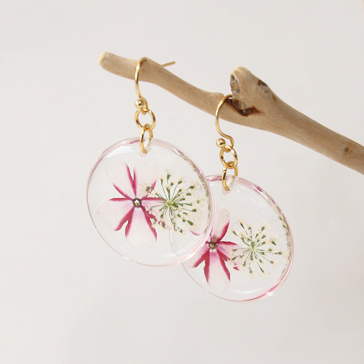 Wholesale 6pcs Everlasting Flower Forget-me-not Round Epoxy Color Earrings