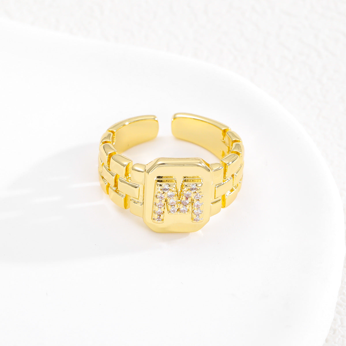 Wholesale Gold plated letter series open ring