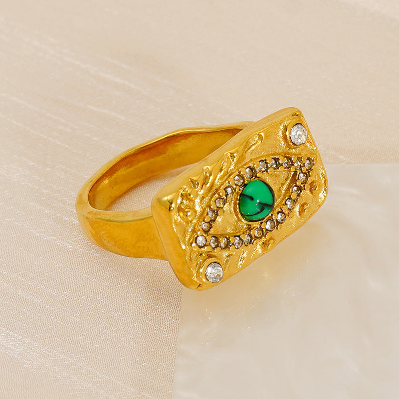 Wholesale Malachite eye ring with diamonds