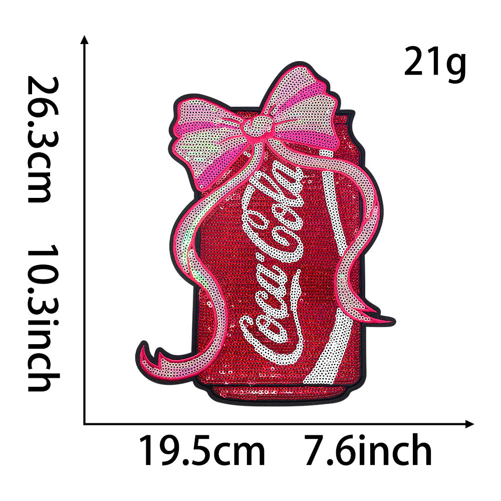 Wholesale Trendy Sequin Embroidered Soda Can Patch OLY ExclusiveWith Bow DIY Craft Supply For Coats And Bags