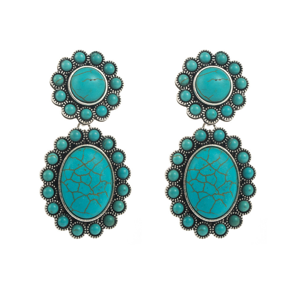 Wholesale Vintage Turquoise and Diamond Multi-Layer Bohemian Earrings