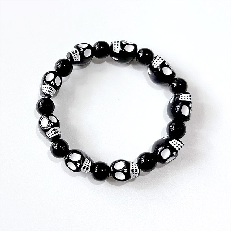 Wholesale Red Beaded Skeleton Head Acrylic Bracelet