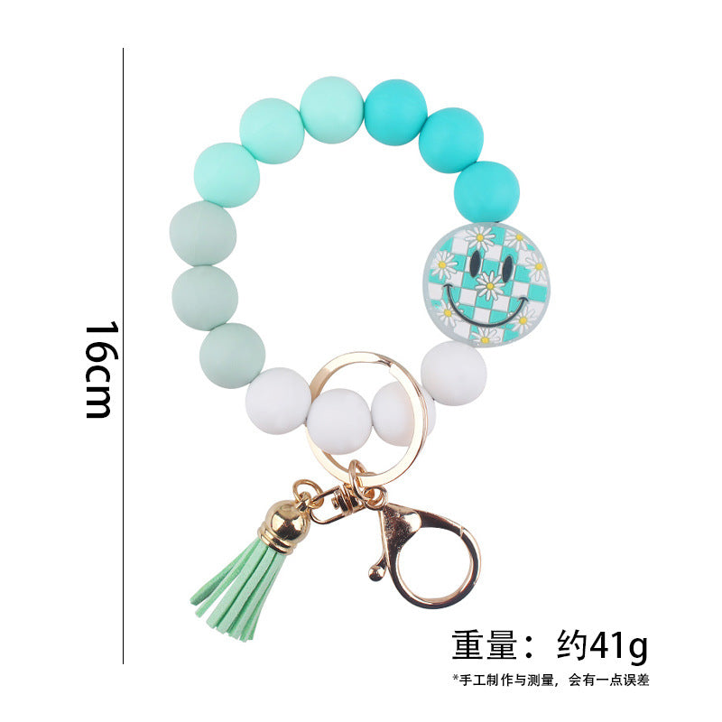 Wholesale 3pcs Cute smiley face silicone bead keychain pendant