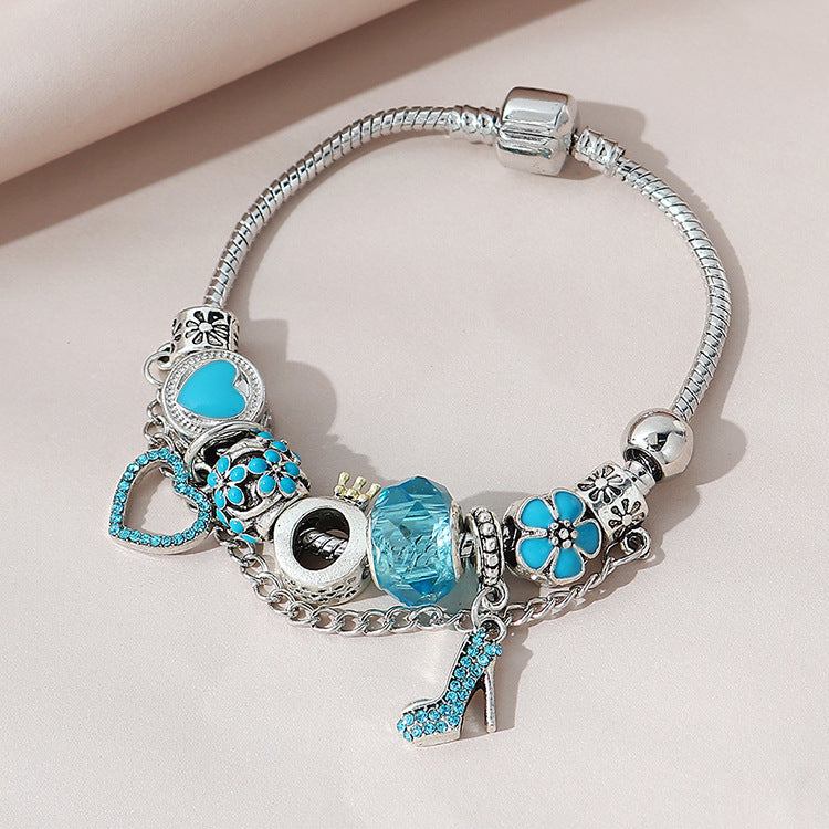 Wholesale Diamond Flower Love High Heels Bracelet