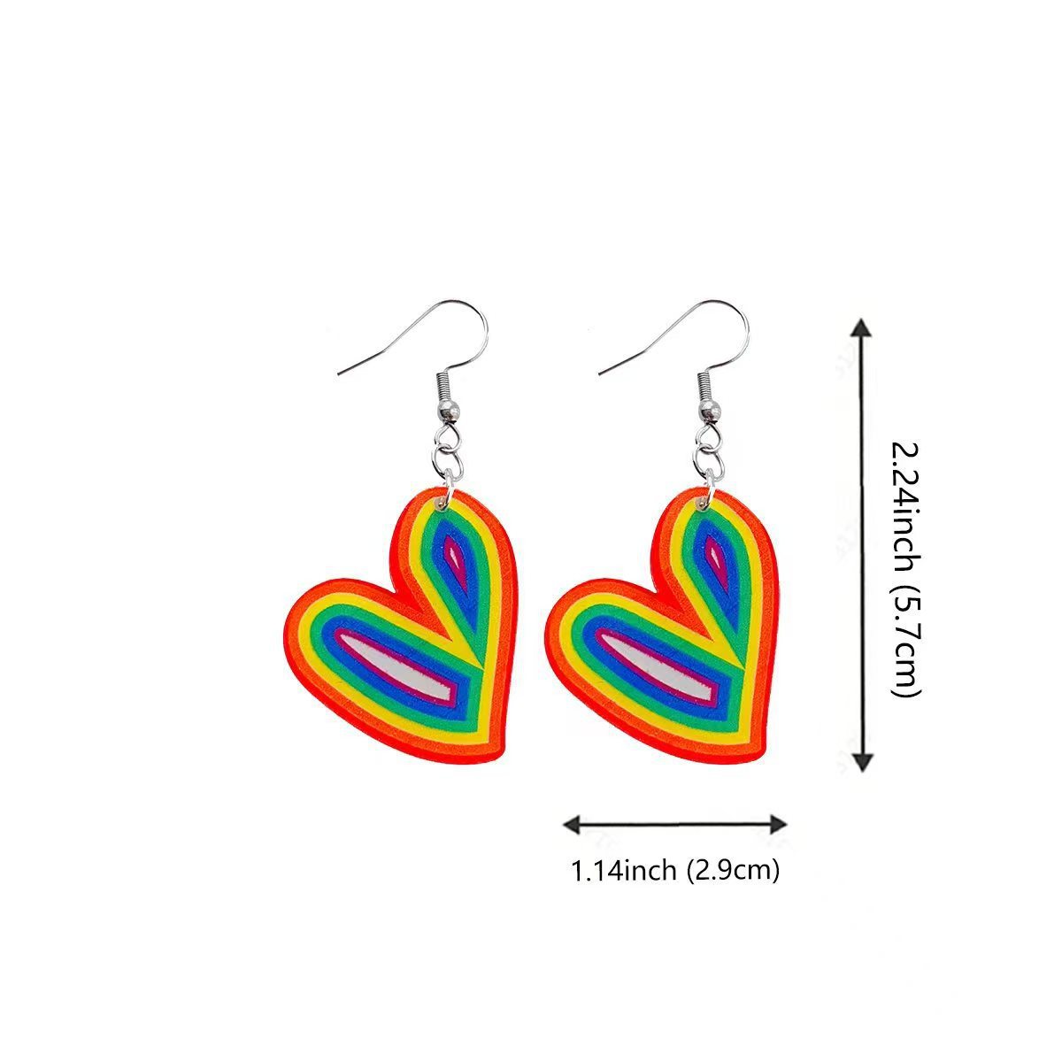 Wholesale Rainbow element colorful heart-shaped earrings