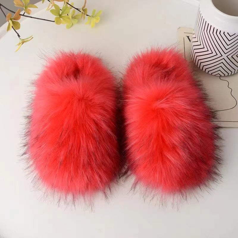 Wholesale Winter Imitation Beach Wool Fashion Warm Cotton Slippers Home Slippers