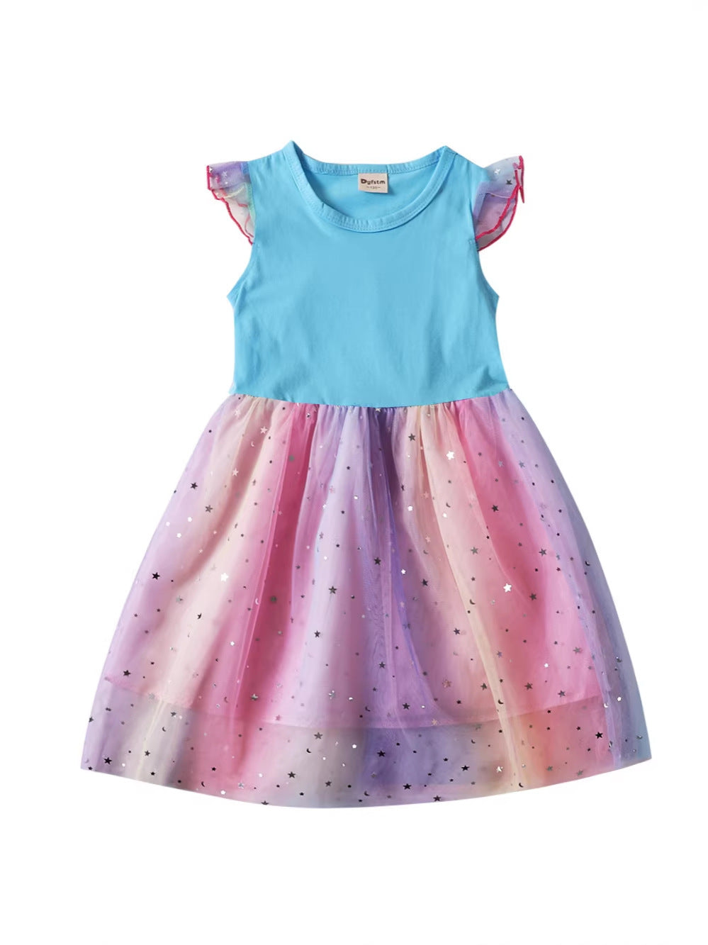 Wholesale Princess Design Girls Summer Short Sleeve Tulle Dress Fashion Toddler Outfit For Party Boutique Resale