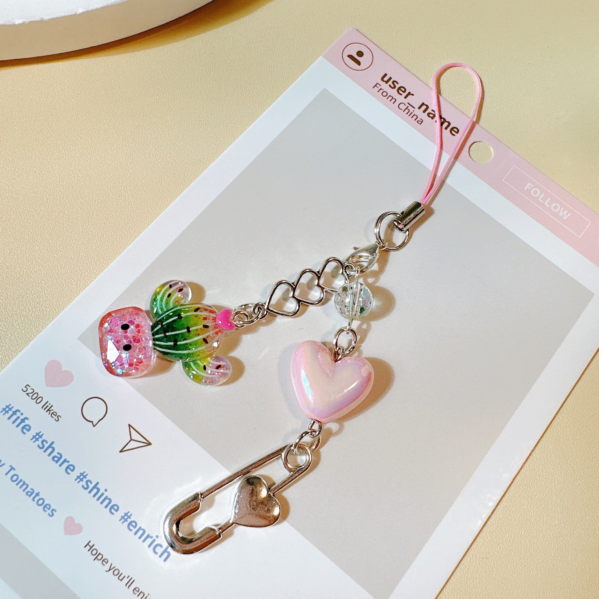 Wholesale Strawberry cake bead cute keychain