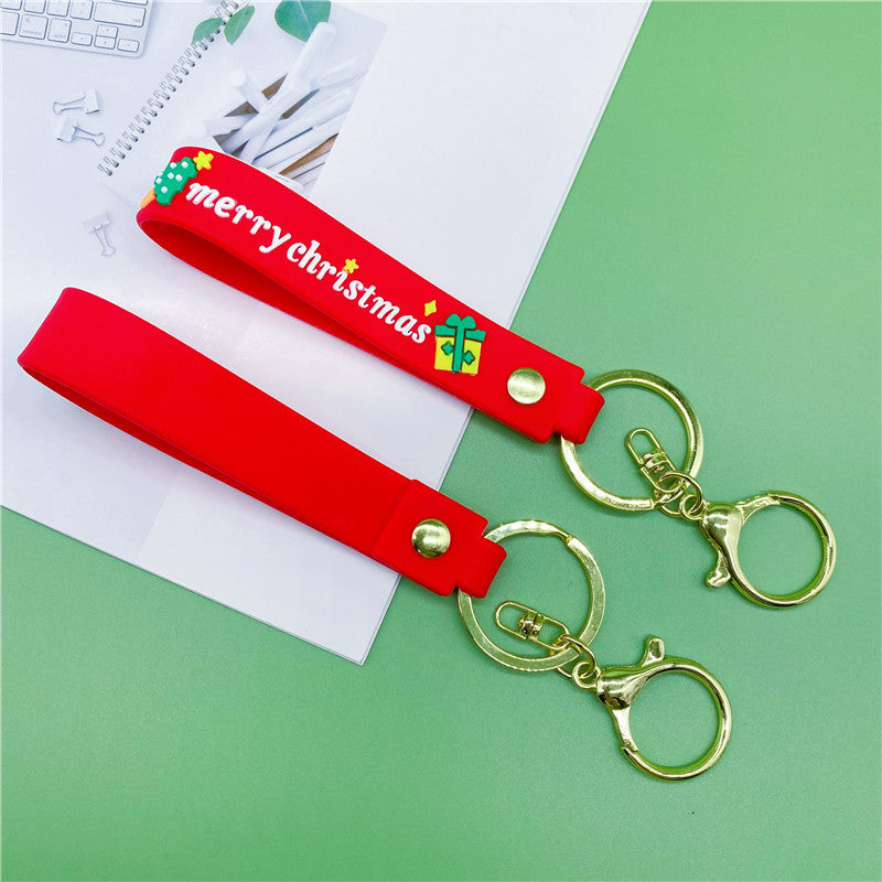 Llavero de cuerda de cuero de Navidad de 10pcs al por mayor de PVC