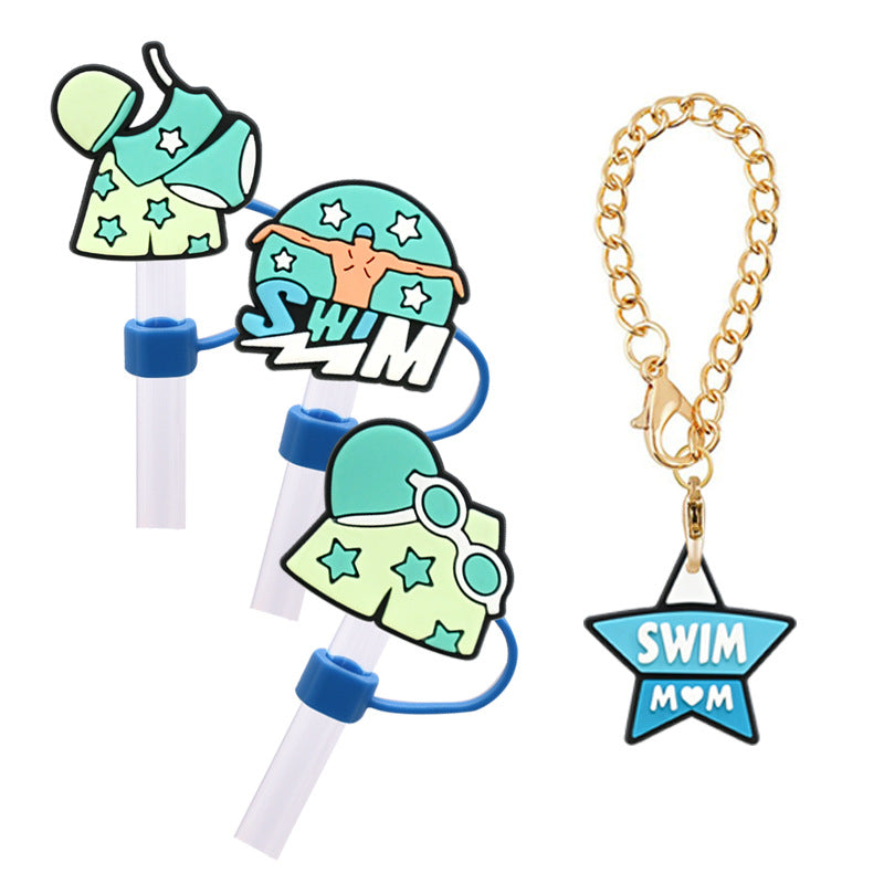 Wholesale Random 100pcs 10MM swimming dust plug straw hat creative DIY cup straw accessories