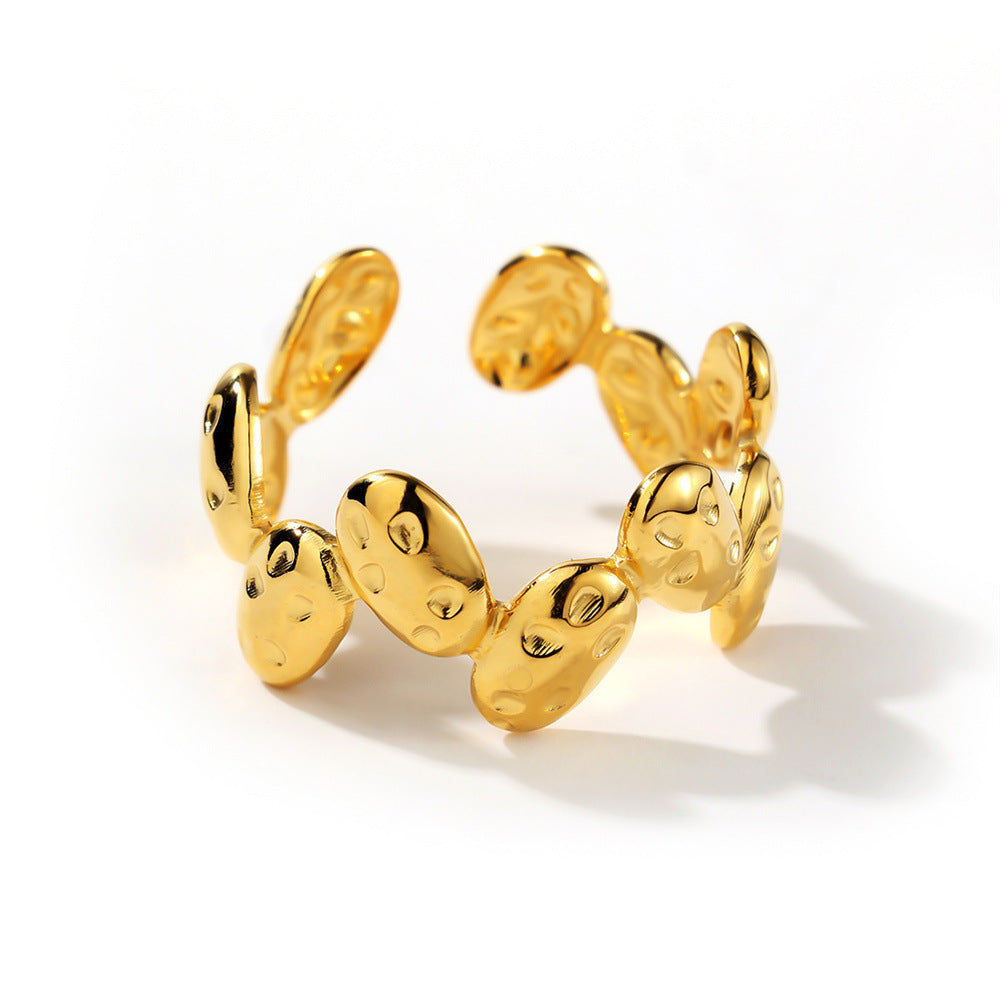 Wholesale Stylish Women S Snake Floral Ring Set Gold Tone Stainless Steel Adjustable Open Fashion Jewelry Accessory