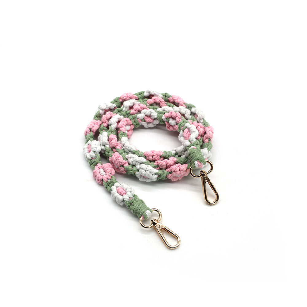 Wholesale Daisy Flower Cotton Rope Woven Mobile Phone Lanyard Keychain