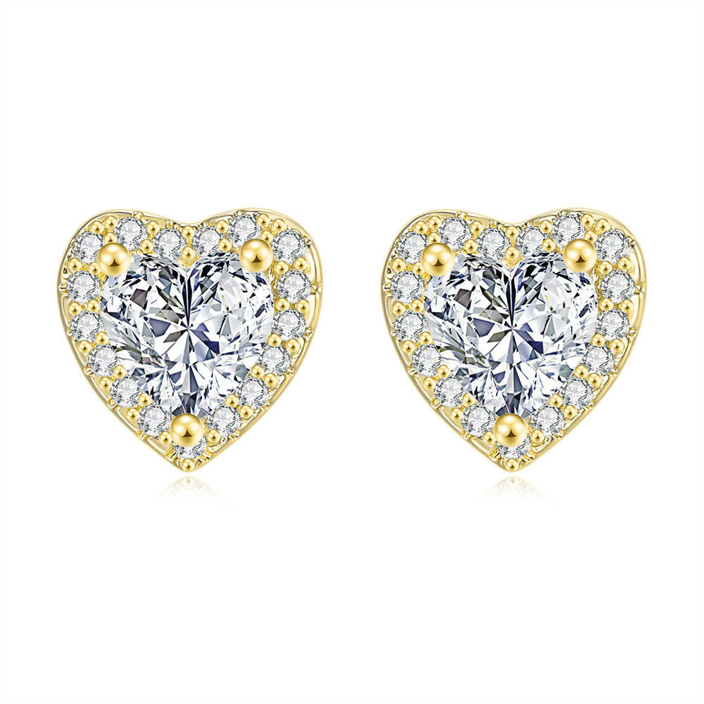Wholesale Gold-plated Copper Heart-shaped Zircon Ring Set of Three