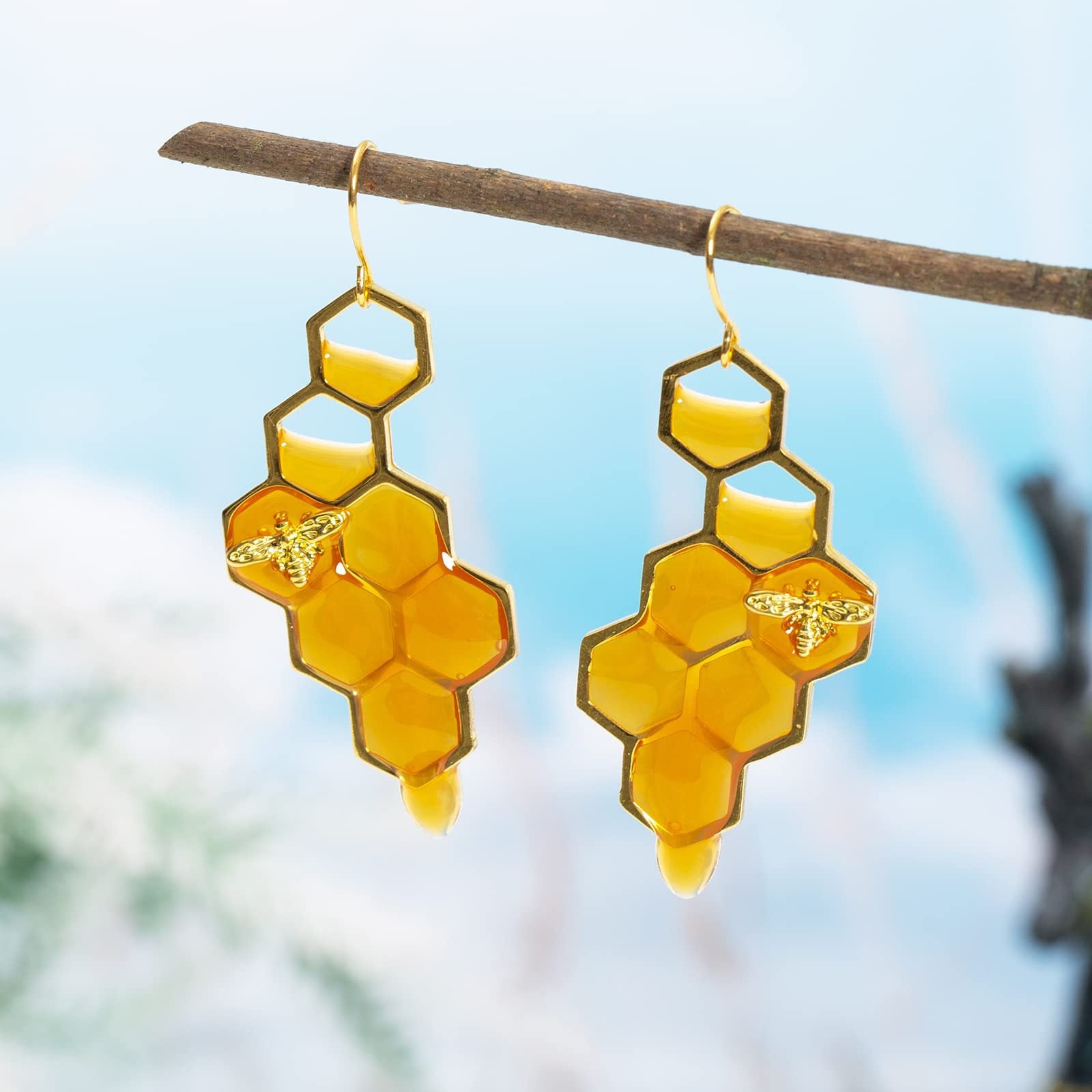 Wholesale 5pcs Creative Simulation Honey Transparent Bottle Earrings
