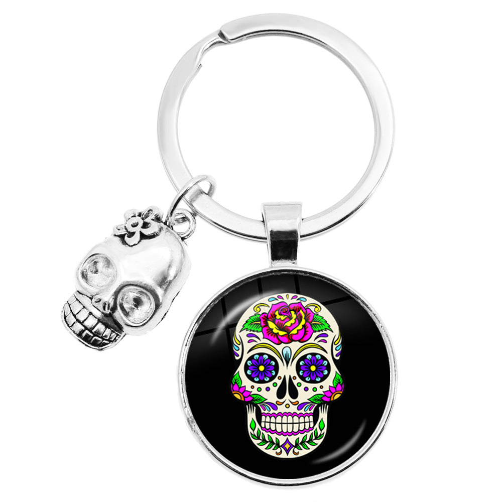 Llavero de calavera de dulces mexicano de aleación de zinc al por mayor