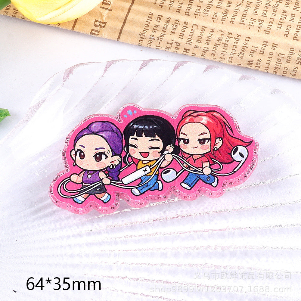 Wholesale 10pcs/ pack Cartoon Girl Cute Pendant Acrylic Pin DIY Accessories