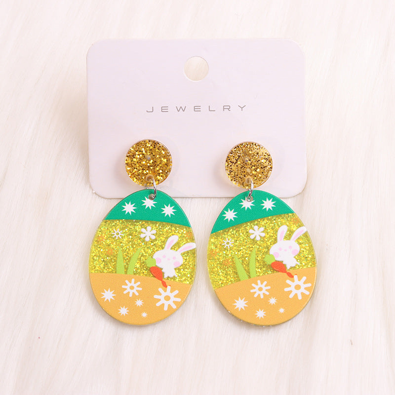 Wholesale Easter Egg Rabbit Acrylic Earrings