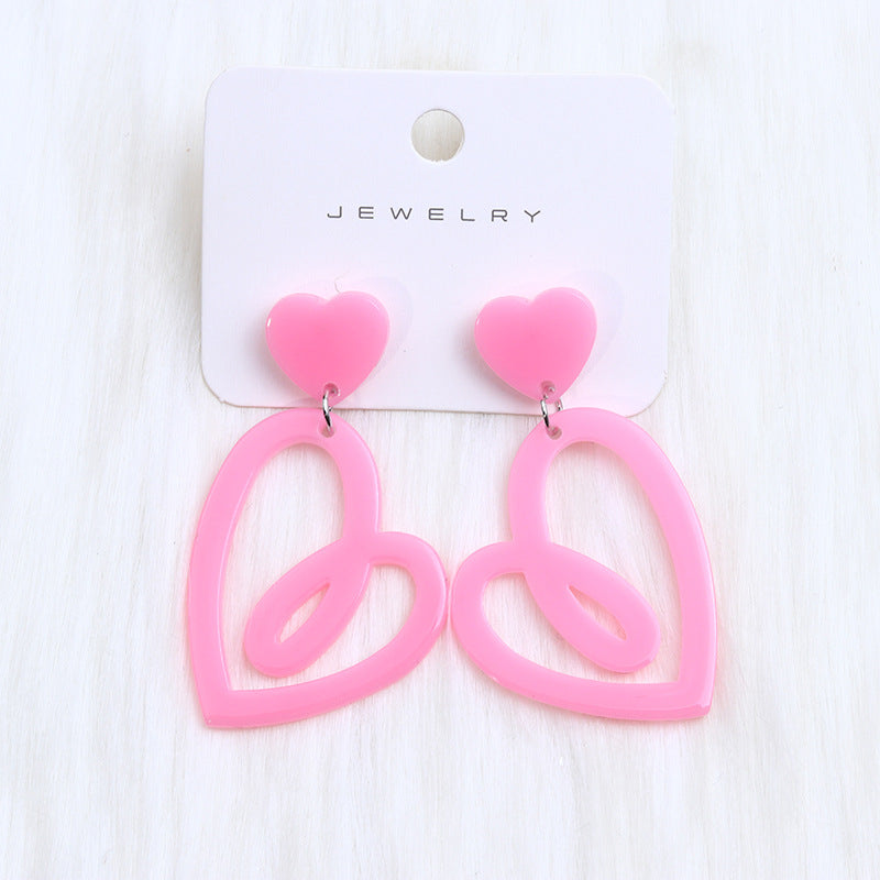 Wholesale Valentine's Day rose red heart earrings hollow earrings simple Korean earrings earrings