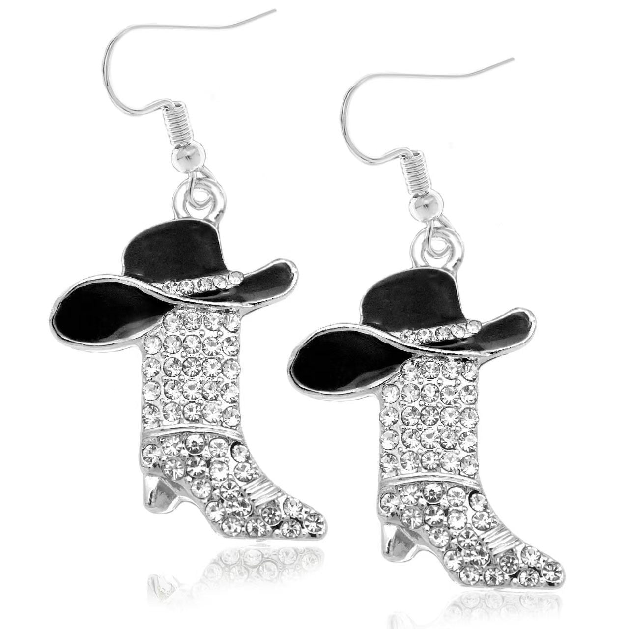 Wholesale Alloy Electroplated Blue Rhinestone Western Boot Drop Earrings For Women Stylish Party Accessory