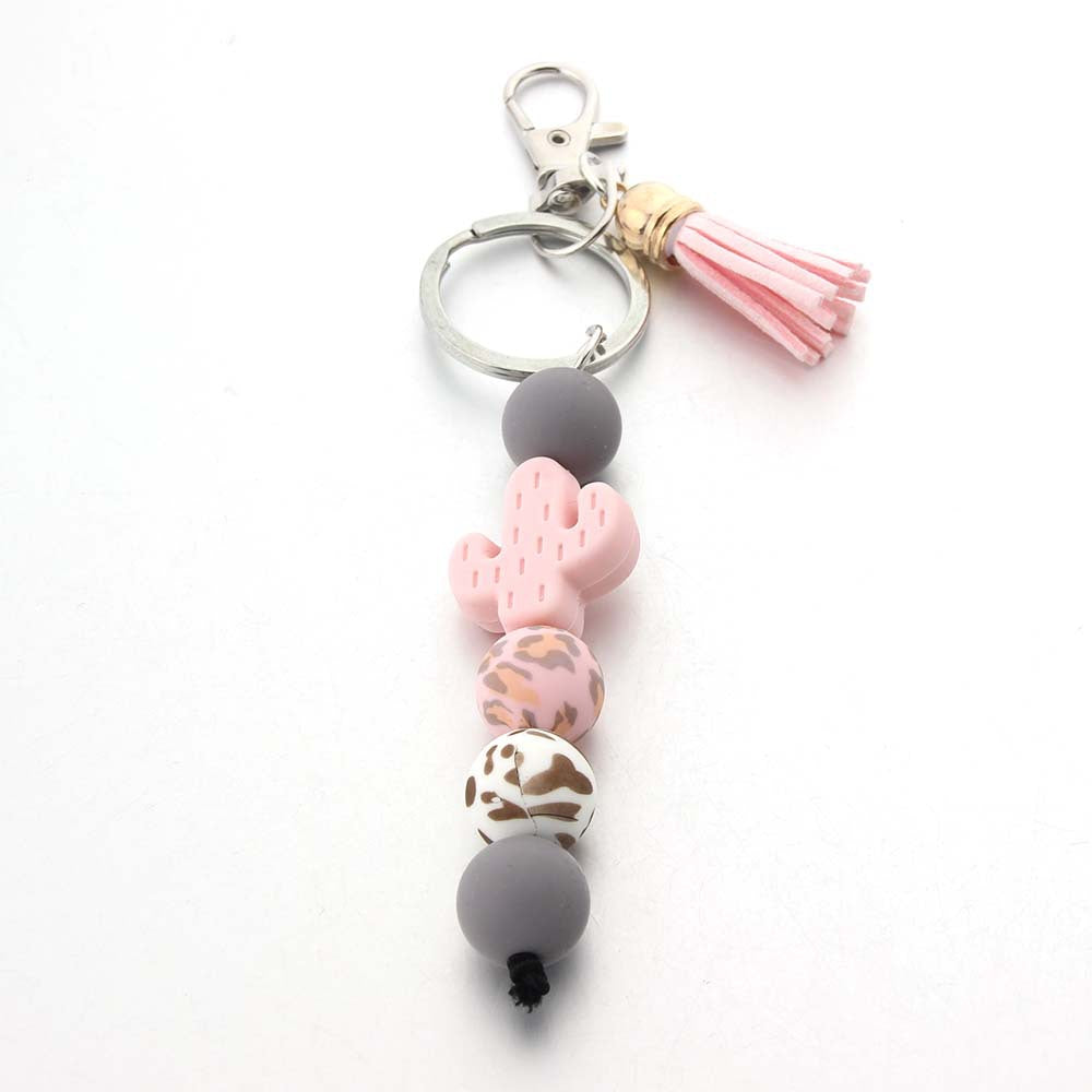 Wholesale Cartoon Cactus Food Grade Silicone Beads Keychain