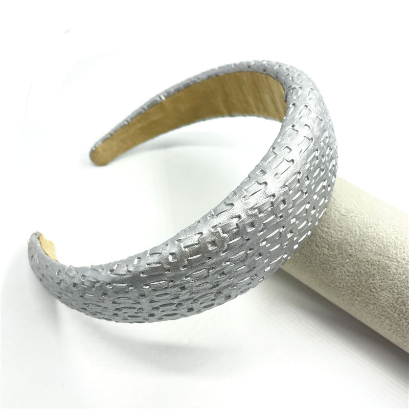 Wholesale PU Leather Sponge Hair Band Wide Edition HeadBand