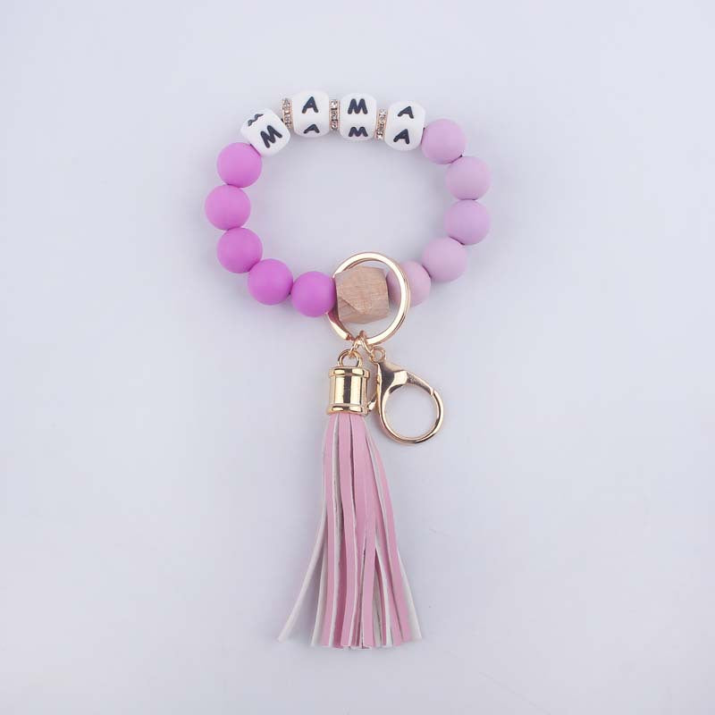 Wholesale Mother's Day MAMA Letter Silicone Beaded Wrist Keychain