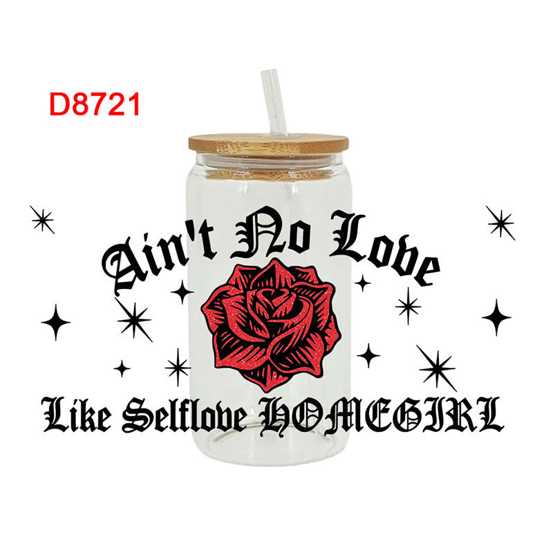 Wholesale Pink Love Flower  16oz Cup UV DTF Wraps