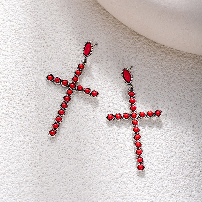 Wholesale Bohemian style turquoise flower earrings