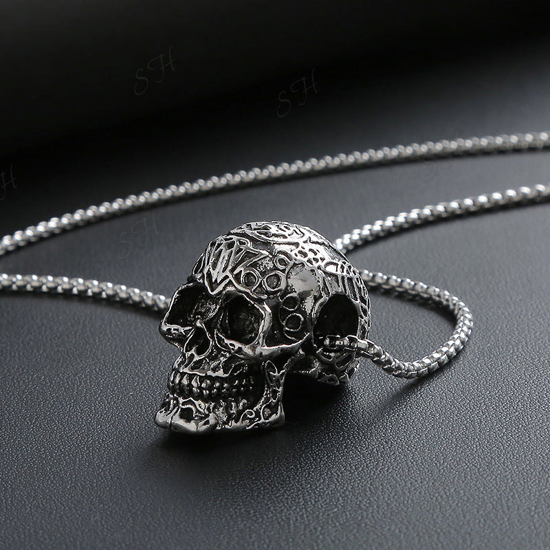 Wholesale Retro Hip Hop Stainless Steel Skull Necklace Bohemian Style