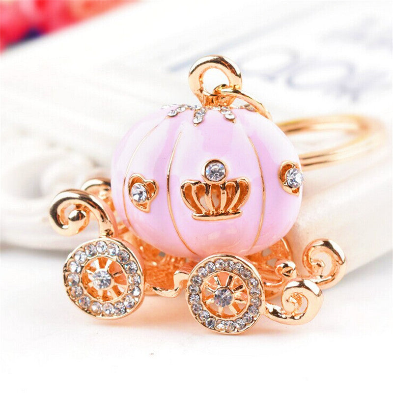 Wholesale Metal Keychain Rhinestone Princess Carriage Car Key Accessory Gift For Women