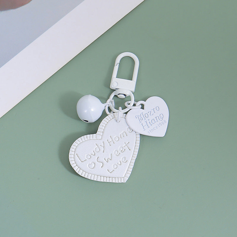 Wholesale Heart-shaped PU leather engraved love leather keychain