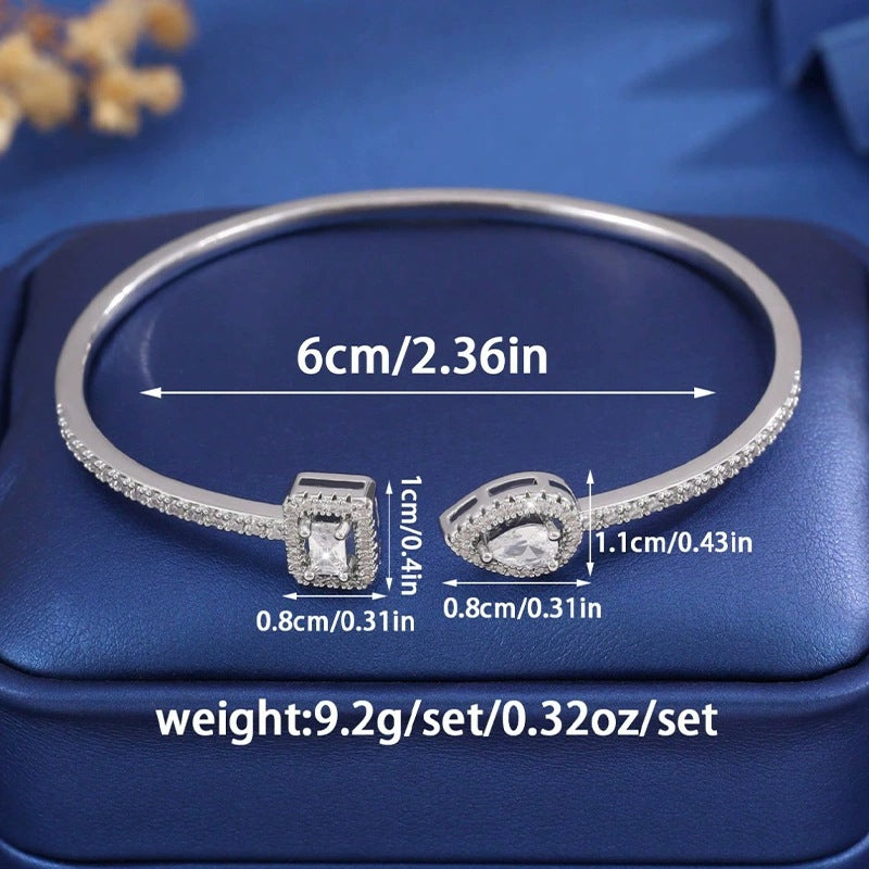 Wholesale Square water droplet shaped zircon and diamond inlaid adjustable bracelet