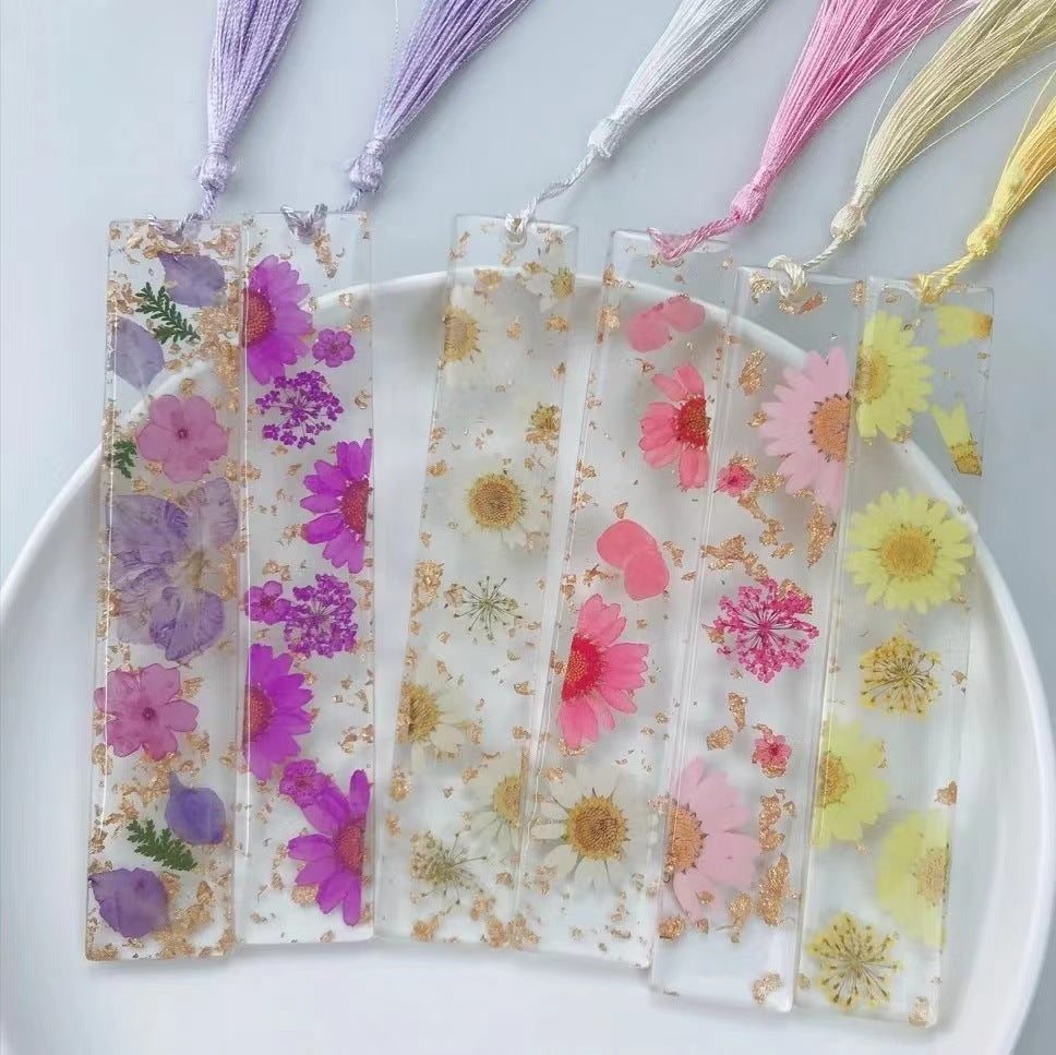 Wholesale Creative Real Flower Daisy Epoxy Transparent Tassel Dried Flower DIY Bookmark