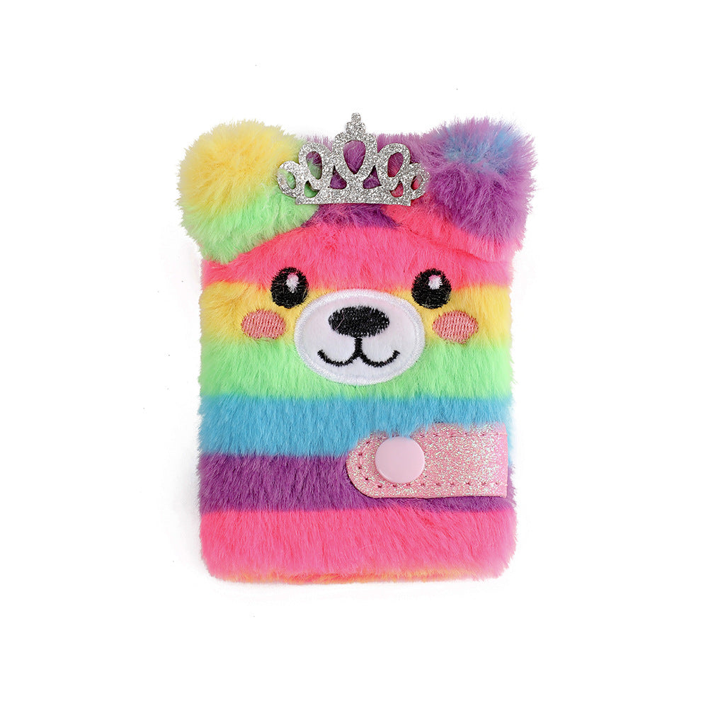 Wholesale Portable Mini Cartoon Plush Snap Button Notebook for Children