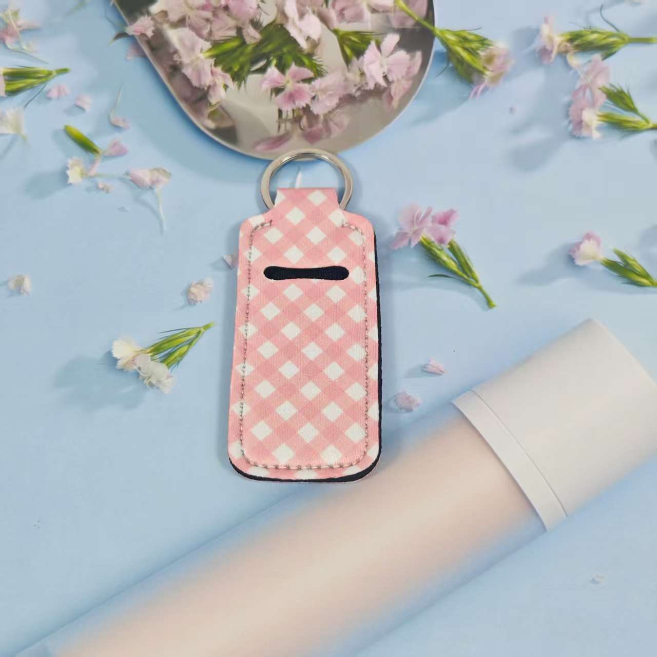 Wholesale Printed sunflower women' s lipstick bag Chapstick Holder keychain