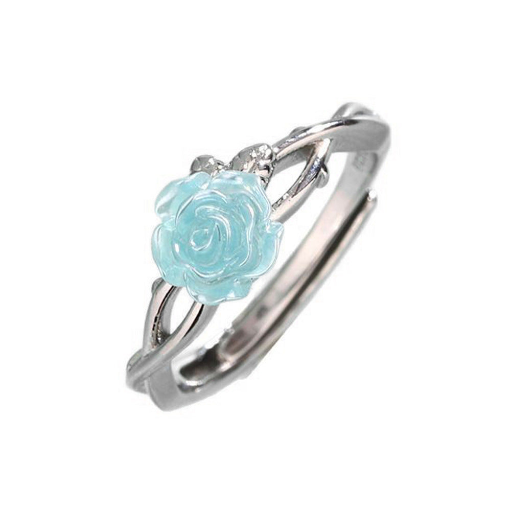 Wholesale Pink Blue Rose Ring Romantic Valentine' s Day Ring