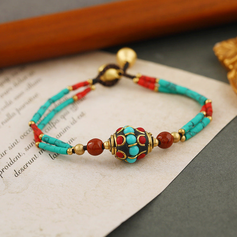 Wholesale Tibetan Retro Nepalese Braided Bell Bracelet