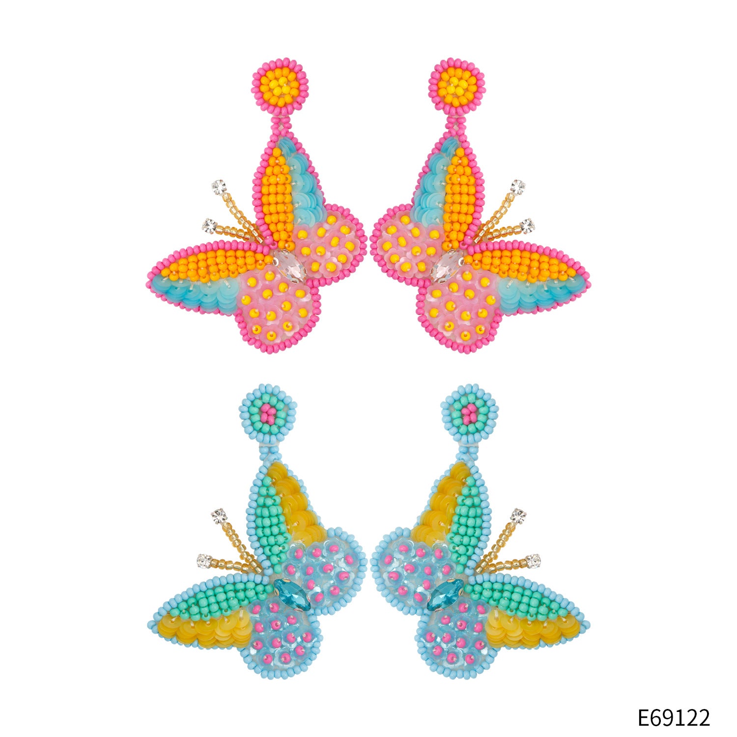 Wholesale Rice Beads Sequins Exaggerated Animal Butterfly Earrings