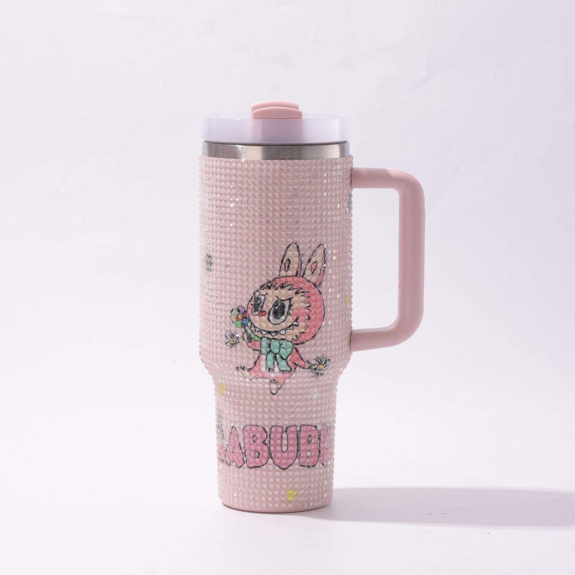 Wholesale Stainless Steel Cartoon Diamond-Encrusted 40oz Car Handle Straw Cup