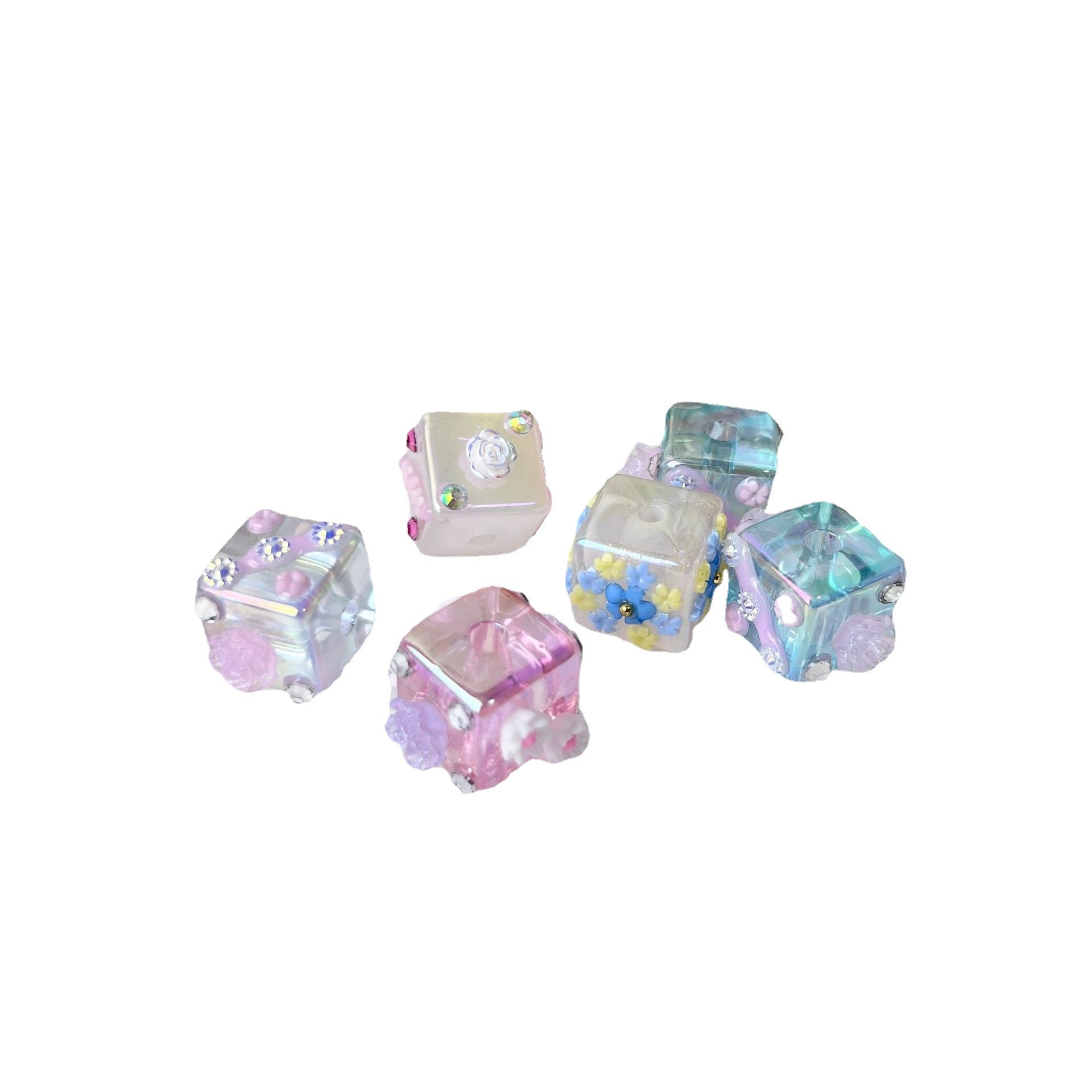 Wholesale 5pcs Hand Painted Glass Scattered Beads