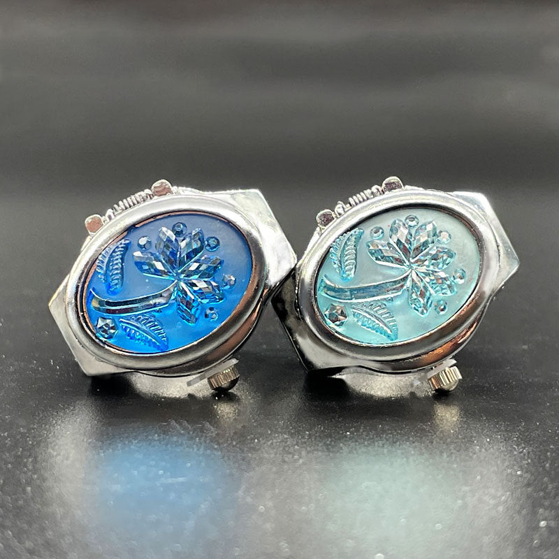 Wholesale [Ring watch] flip Gem Flower temperament personality ladies student creative ring Watch
