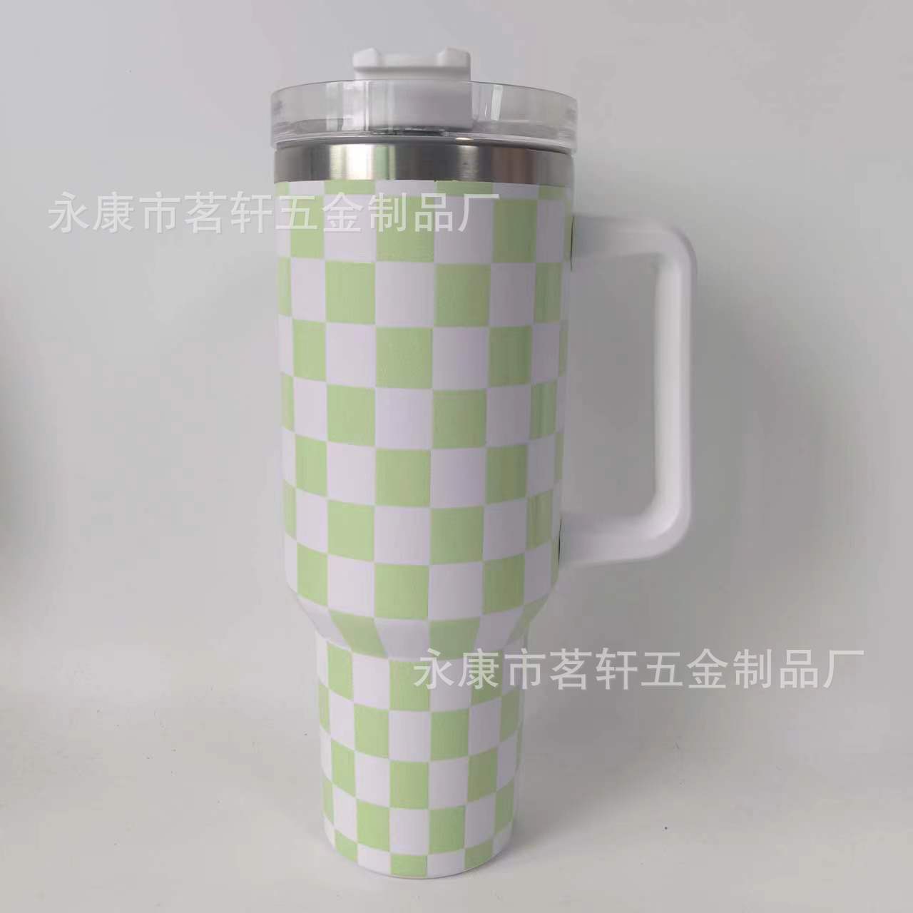 Wholesale Tumbler Stainless Steel Double-layer Insulation 40oz Checkerboard Handle Ice Cup